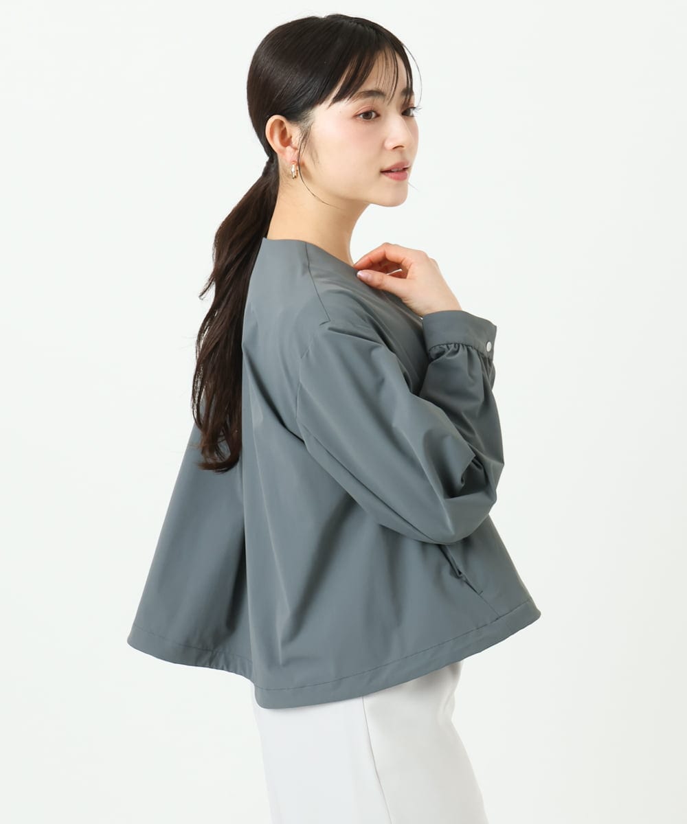 F1JGD37220 MK MICHEL KLEIN(小さいサイズ)(メゾン ドゥ サンク) 【小さいサイズ】ストレッチライトブルゾン/洗える ダークグレー