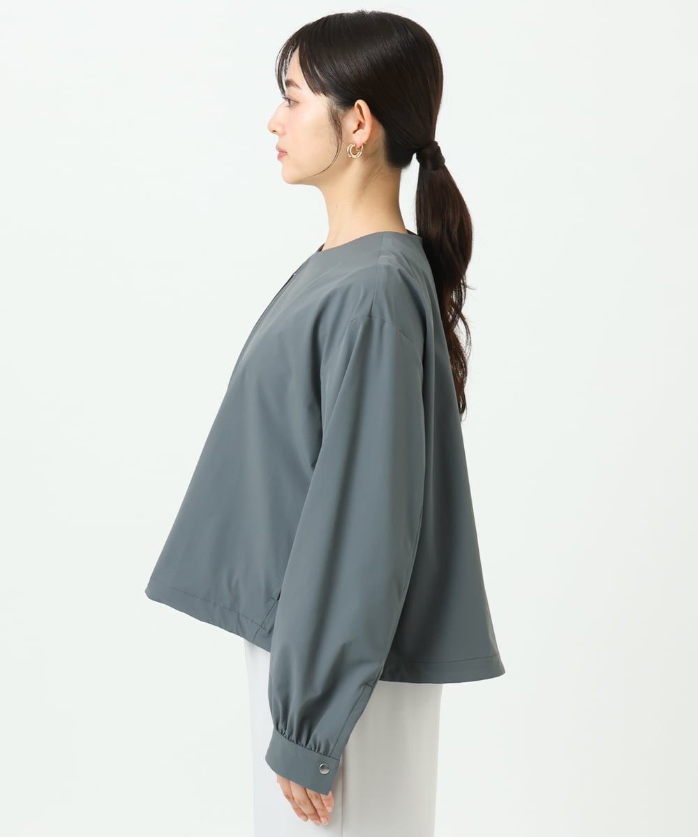 F1JGD37220 MK MICHEL KLEIN(小さいサイズ)(メゾン ドゥ サンク) 【小さいサイズ】ストレッチライトブルゾン/洗える ダークグレー