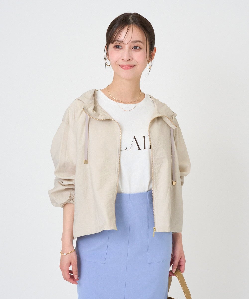 F1JGD47230 MK MICHEL KLEIN(小さいサイズ) 【小さいサイズ】[洗える]フーデットライトブルゾン