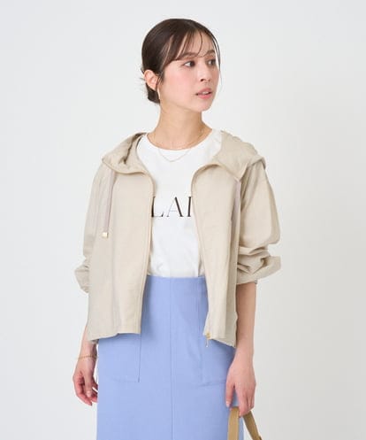 F1JGD47230 MK MICHEL KLEIN(小さいサイズ) 【小さいサイズ】[洗える]フーデットライトブルゾン