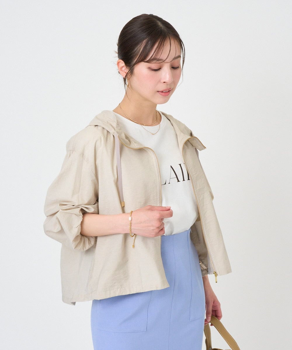 F1JGD47230 MK MICHEL KLEIN(小さいサイズ)(メゾン ドゥ サンク) 【小さいサイズ】[洗える]フーデットライトブルゾン ブラウン