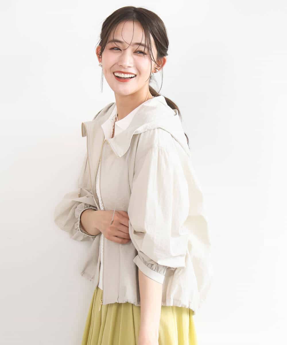 F1JGD47230 MK MICHEL KLEIN(小さいサイズ)(メゾン ドゥ サンク) 【小さいサイズ】[洗える]フーデットライトブルゾン ベージュ