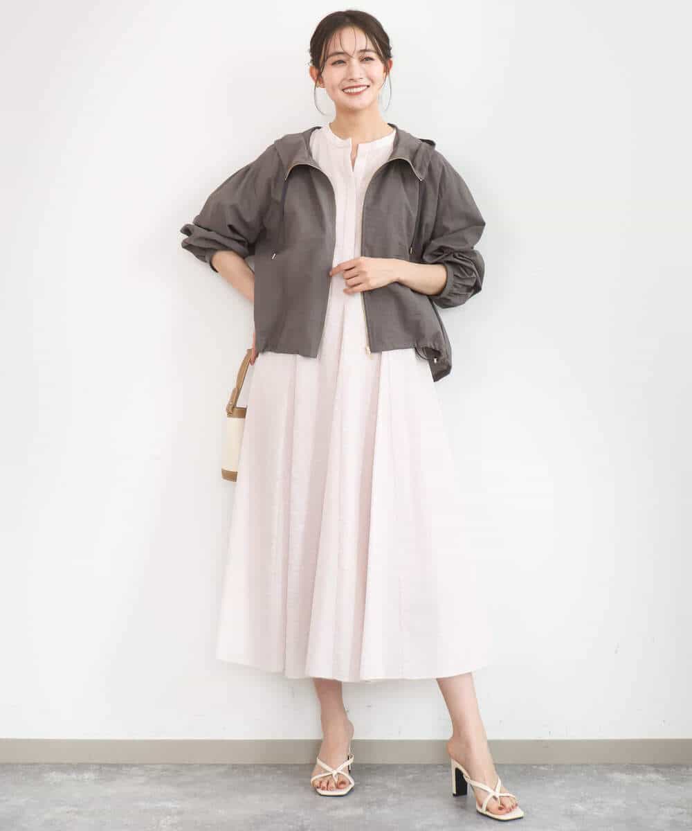 F1JGD47230 MK MICHEL KLEIN(小さいサイズ)(メゾン ドゥ サンク) 【小さいサイズ】[洗える]フーデットライトブルゾン ブラウン