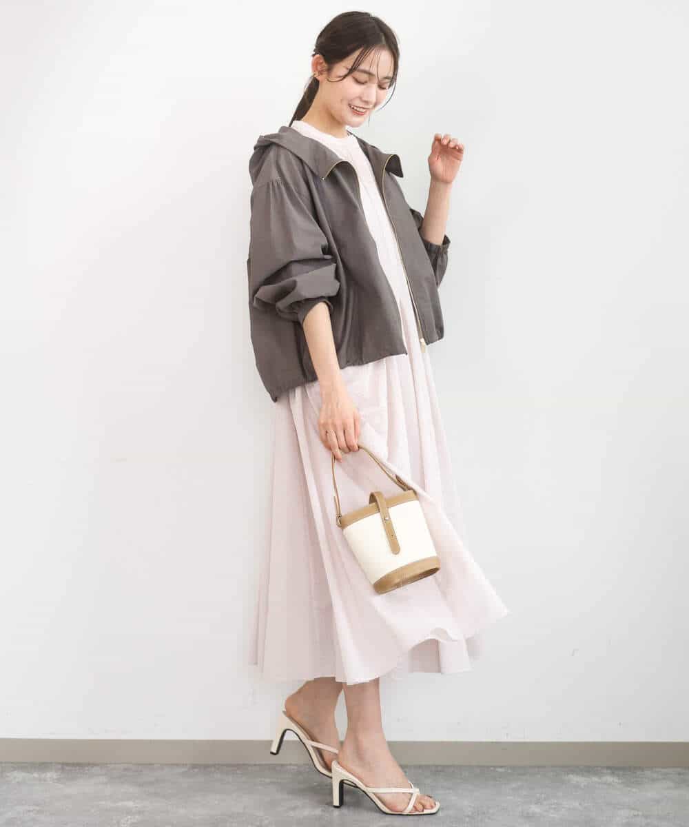 F1JGD47230 MK MICHEL KLEIN(小さいサイズ)(メゾン ドゥ サンク) 【小さいサイズ】[洗える]フーデットライトブルゾン ブラウン