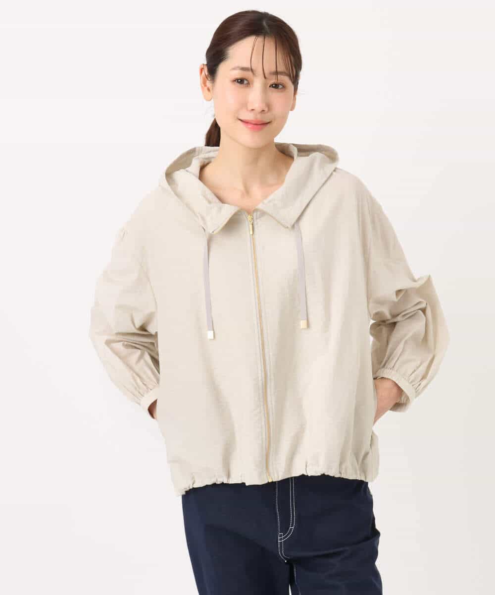 F1JGD47230 MK MICHEL KLEIN(小さいサイズ)(メゾン ドゥ サンク) 【小さいサイズ】[洗える]フーデットライトブルゾン ブラウン