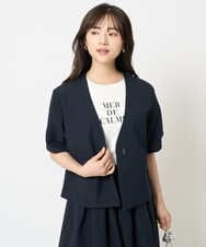 F1JHA60200 MK MICHEL KLEIN(小さいサイズ)(メゾン ドゥ サンク) 【小さいサイズ】ハーフスリーブジャケット/撥水/UVカット/洗える/セットアップ対応 ネイビー