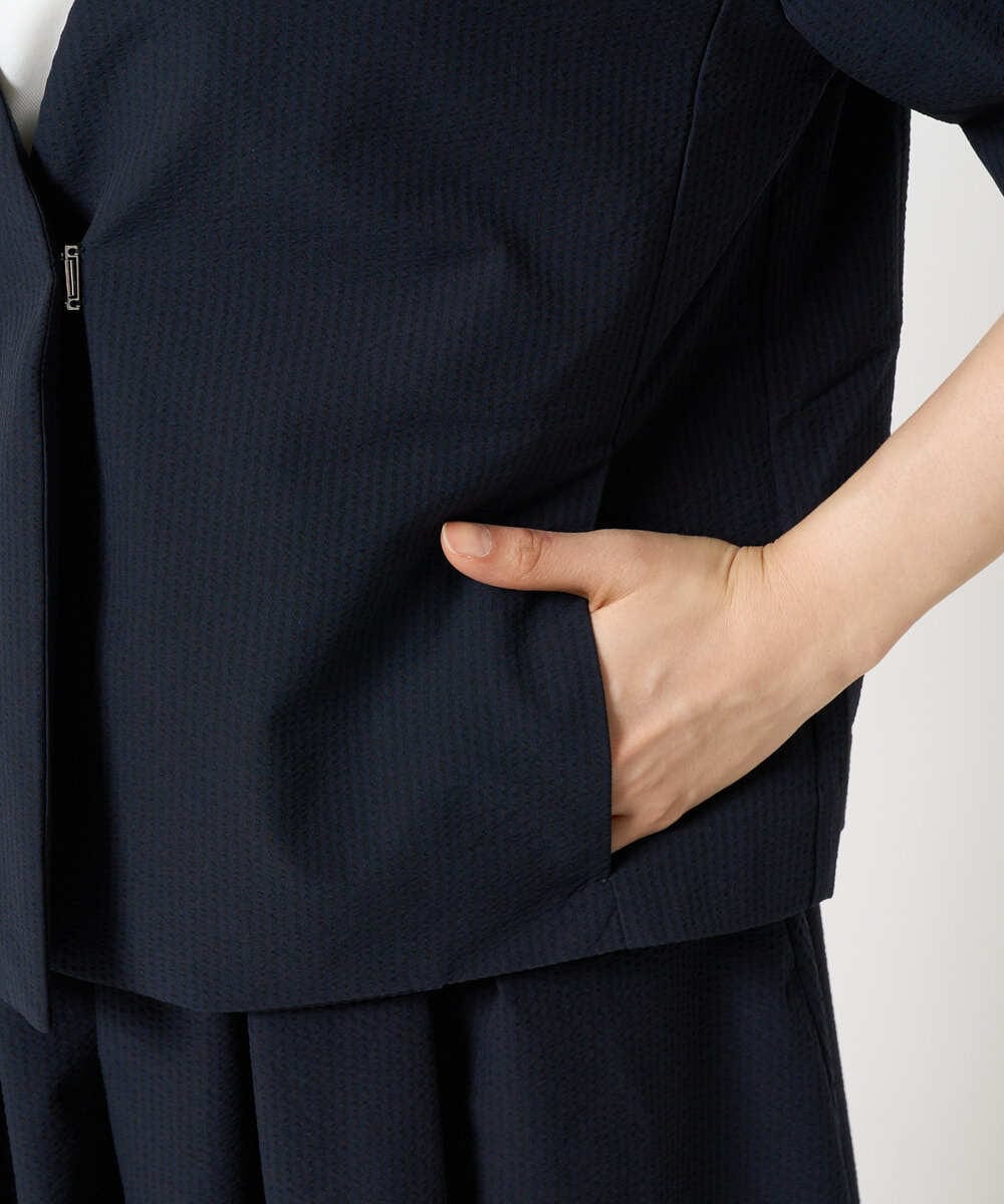 F1JHA60200 MK MICHEL KLEIN(小さいサイズ)(メゾン ドゥ サンク) 【小さいサイズ】ハーフスリーブジャケット/撥水/UVカット/洗える/セットアップ対応 ネイビー