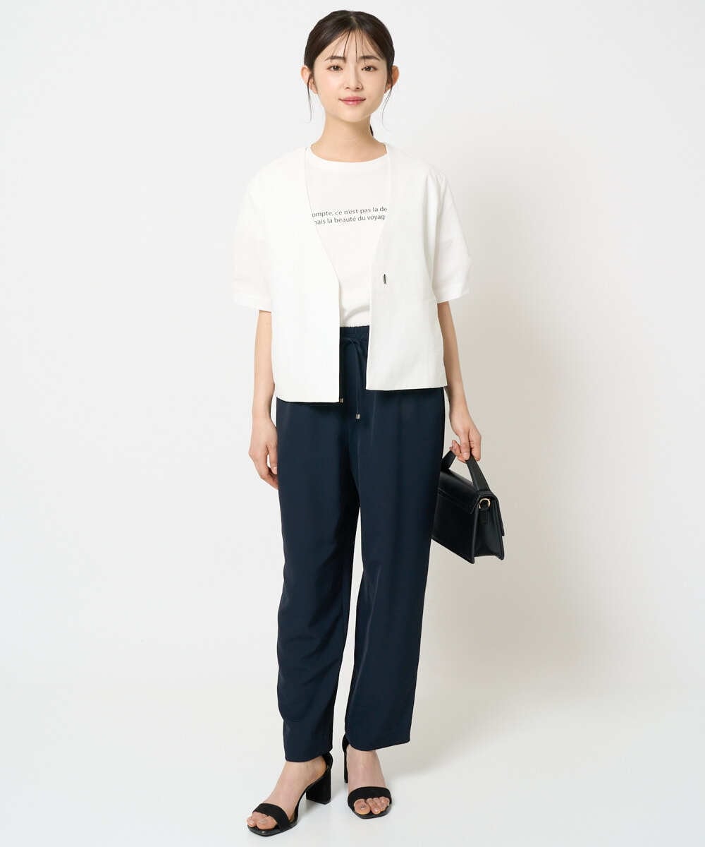 F1JHA60200 MK MICHEL KLEIN(小さいサイズ)(メゾン ドゥ サンク) 【小さいサイズ】ハーフスリーブジャケット/撥水/UVカット/洗える/セットアップ対応 ネイビー