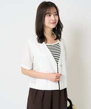 F1JHA60200 MK MICHEL KLEIN(小さいサイズ)(メゾン ドゥ サンク) 【小さいサイズ】ハーフスリーブジャケット/撥水/UVカット/洗える/セットアップ対応 ネイビー