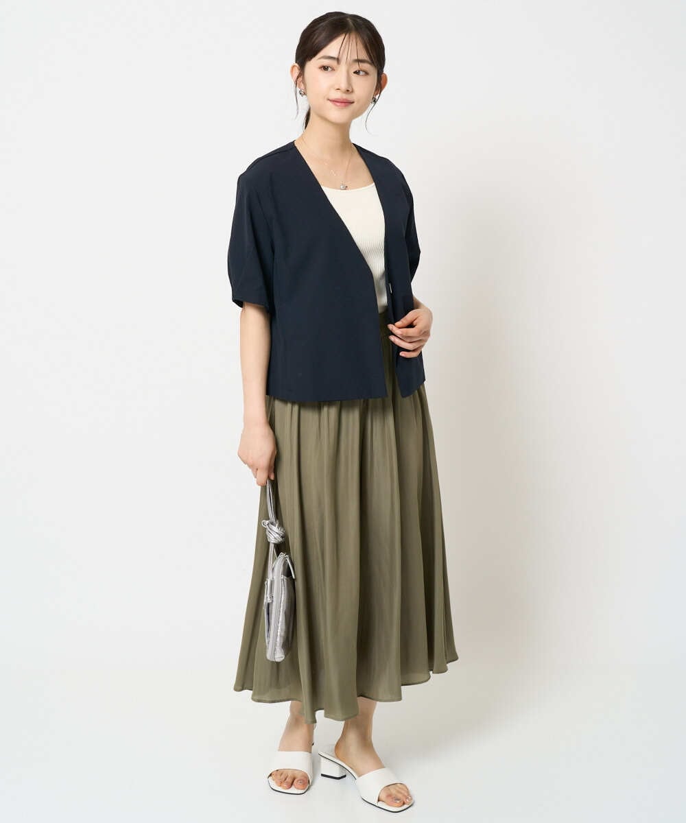 F1JHA60200 MK MICHEL KLEIN(小さいサイズ)(メゾン ドゥ サンク) 【小さいサイズ】ハーフスリーブジャケット/撥水/UVカット/洗える/セットアップ対応 ネイビー