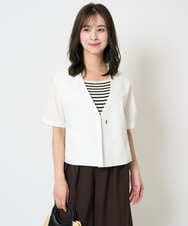 F1JHA60200 MK MICHEL KLEIN(小さいサイズ)(メゾン ドゥ サンク) 【小さいサイズ】ハーフスリーブジャケット/撥水/UVカット/洗える/セットアップ対応 ネイビー
