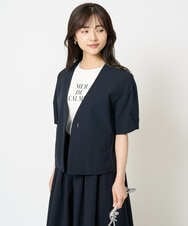 F1JHA60200 MK MICHEL KLEIN(小さいサイズ)(メゾン ドゥ サンク) 【小さいサイズ】ハーフスリーブジャケット/撥水/UVカット/洗える/セットアップ対応 ネイビー