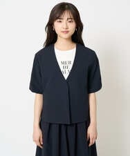 F1JHA60200 MK MICHEL KLEIN(小さいサイズ)(メゾン ドゥ サンク) 【小さいサイズ】ハーフスリーブジャケット/撥水/UVカット/洗える/セットアップ対応 ネイビー