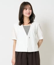 F1JHA60200 MK MICHEL KLEIN(小さいサイズ)(メゾン ドゥ サンク) 【小さいサイズ】ハーフスリーブジャケット/撥水/UVカット/洗える/セットアップ対応 ホワイト