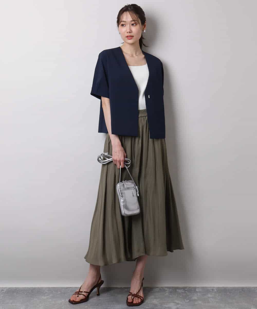 F1JHA60200 MK MICHEL KLEIN(小さいサイズ)(メゾン ドゥ サンク) 【小さいサイズ】ハーフスリーブジャケット/撥水/UVカット/洗える/セットアップ対応 ネイビー