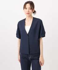 F1JHA60200 MK MICHEL KLEIN(小さいサイズ)(メゾン ドゥ サンク) 【小さいサイズ】ハーフスリーブジャケット/撥水/UVカット/洗える/セットアップ対応 ネイビー