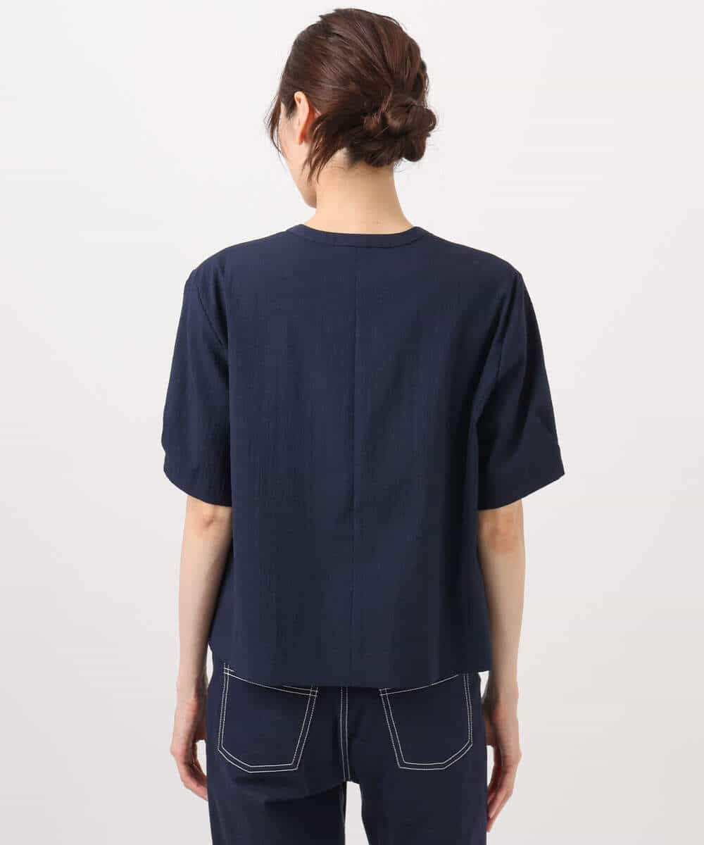 F1JHA60200 MK MICHEL KLEIN(小さいサイズ)(メゾン ドゥ サンク) 【小さいサイズ】ハーフスリーブジャケット/撥水/UVカット/洗える/セットアップ対応 ネイビー