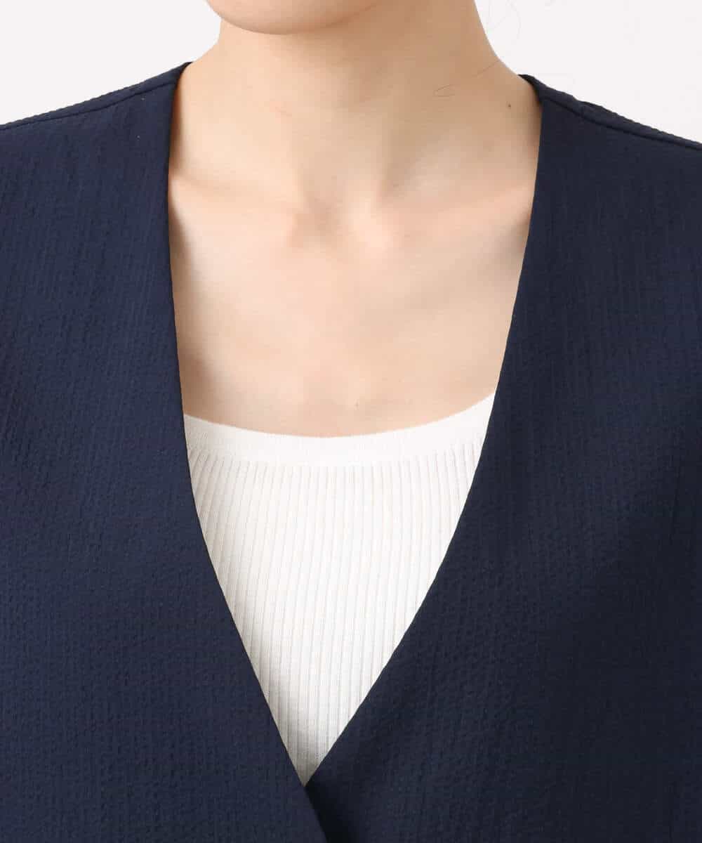 F1JHA60200 MK MICHEL KLEIN(小さいサイズ)(メゾン ドゥ サンク) 【小さいサイズ】ハーフスリーブジャケット/撥水/UVカット/洗える/セットアップ対応 ネイビー