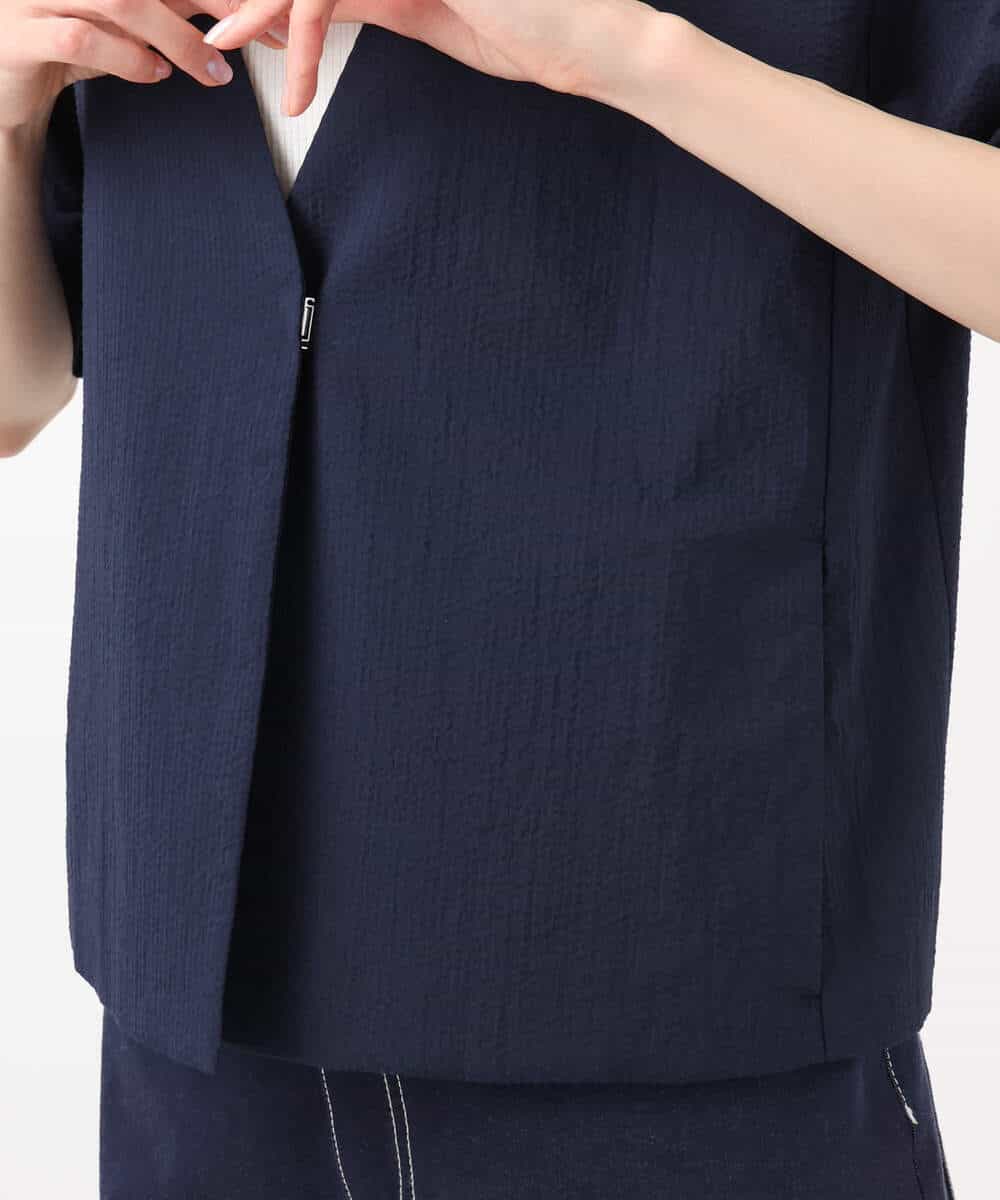 F1JHA60200 MK MICHEL KLEIN(小さいサイズ)(メゾン ドゥ サンク) 【小さいサイズ】ハーフスリーブジャケット/撥水/UVカット/洗える/セットアップ対応 ネイビー