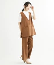 F1JJS26180 MK MICHEL KLEIN(小さいサイズ)(メゾン ドゥ サンク) 【小さいサイズ】Vネックベスト/セットアップ対応/洗える ブラウン
