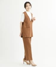 F1JJS26180 MK MICHEL KLEIN(小さいサイズ)(メゾン ドゥ サンク) 【小さいサイズ】Vネックベスト/セットアップ対応/洗える ブラウン