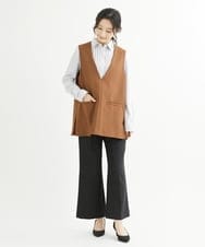 F1JJS26180 MK MICHEL KLEIN(小さいサイズ)(メゾン ドゥ サンク) 【小さいサイズ】Vネックベスト/セットアップ対応/洗える ブラウン