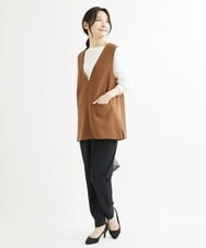 F1JJS26180 MK MICHEL KLEIN(小さいサイズ)(メゾン ドゥ サンク) 【小さいサイズ】Vネックベスト/セットアップ対応/洗える ブラウン