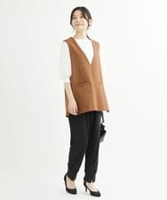 F1JJS26180 MK MICHEL KLEIN(小さいサイズ)(メゾン ドゥ サンク) 【小さいサイズ】Vネックベスト/セットアップ対応/洗える ブラウン