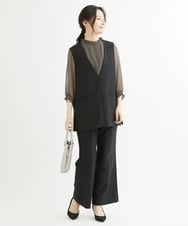 F1JJS26180 MK MICHEL KLEIN(小さいサイズ)(メゾン ドゥ サンク) 【小さいサイズ】Vネックベスト/セットアップ対応/洗える ブラウン