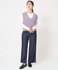 F1KAA31100 MK MICHEL KLEIN(小さいサイズ)(メゾン ドゥ サンク) 【小さいサイズ】発泡ロゴコットンロンTカットソー/洗える ブルー