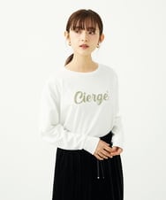 F1KAD31110 MK MICHEL KLEIN(小さいサイズ)(メゾン ドゥ サンク) 【小さいサイズ】刺繍ロゴデザイン コットンロンT/洗える ホワイト