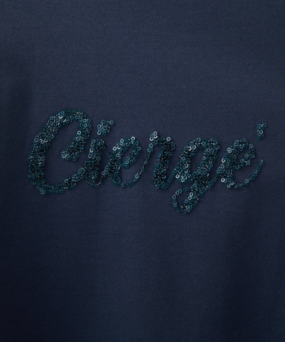 F1KAD31110 MK MICHEL KLEIN(小さいサイズ)(メゾン ドゥ サンク) 【小さいサイズ】刺繍ロゴデザイン コットンロンT/洗える ホワイト