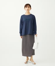 F1KAD31110 MK MICHEL KLEIN(小さいサイズ)(メゾン ドゥ サンク) 【小さいサイズ】刺繍ロゴデザイン コットンロンT/洗える ホワイト