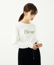 F1KAD31110 MK MICHEL KLEIN(小さいサイズ)(メゾン ドゥ サンク) 【小さいサイズ】刺繍ロゴデザイン コットンロンT/洗える ホワイト