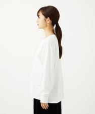 F1KAD31110 MK MICHEL KLEIN(小さいサイズ)(メゾン ドゥ サンク) 【小さいサイズ】刺繍ロゴデザイン コットンロンT/洗える ホワイト