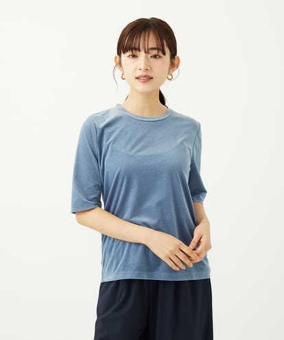 F1KAD33080 MK MICHEL KLEIN(小さいサイズ) 【小さいサイズ】シアーベロアTシャツ/洗える