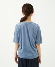 F1KAD33080 MK MICHEL KLEIN(小さいサイズ)(メゾン ドゥ サンク) 【小さいサイズ】シアーベロアTシャツ/洗える ブルー