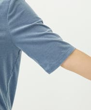 F1KAD33080 MK MICHEL KLEIN(小さいサイズ)(メゾン ドゥ サンク) 【小さいサイズ】シアーベロアTシャツ/洗える ブルー