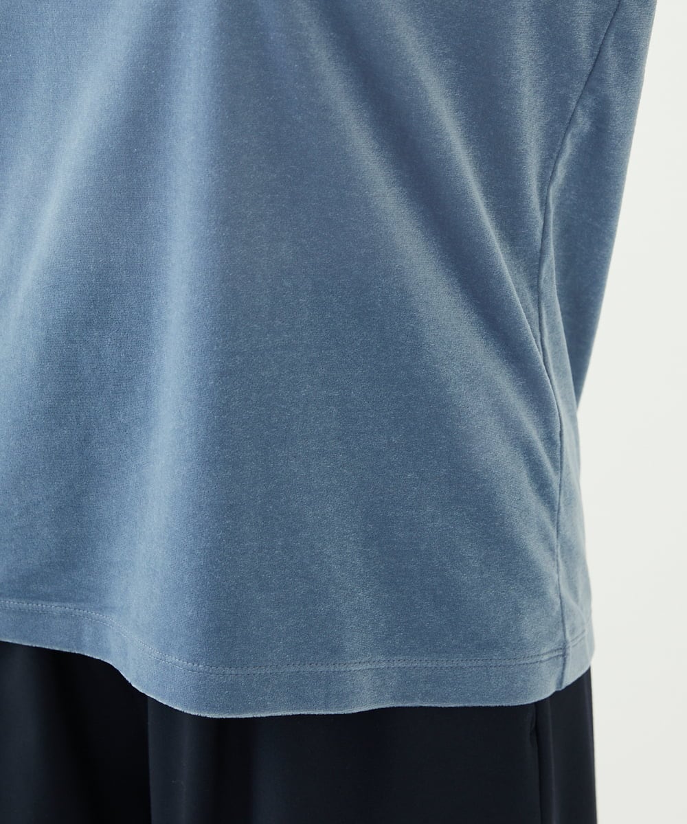 F1KAD33080 MK MICHEL KLEIN(小さいサイズ)(メゾン ドゥ サンク) 【小さいサイズ】シアーベロアTシャツ/洗える ブルー
