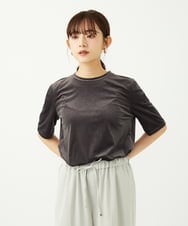 F1KAD33080 MK MICHEL KLEIN(小さいサイズ)(メゾン ドゥ サンク) 【小さいサイズ】シアーベロアTシャツ/洗える ブルー