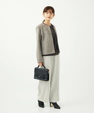 F1KAD33080 MK MICHEL KLEIN(小さいサイズ)(メゾン ドゥ サンク) 【小さいサイズ】シアーベロアTシャツ/洗える ブルー
