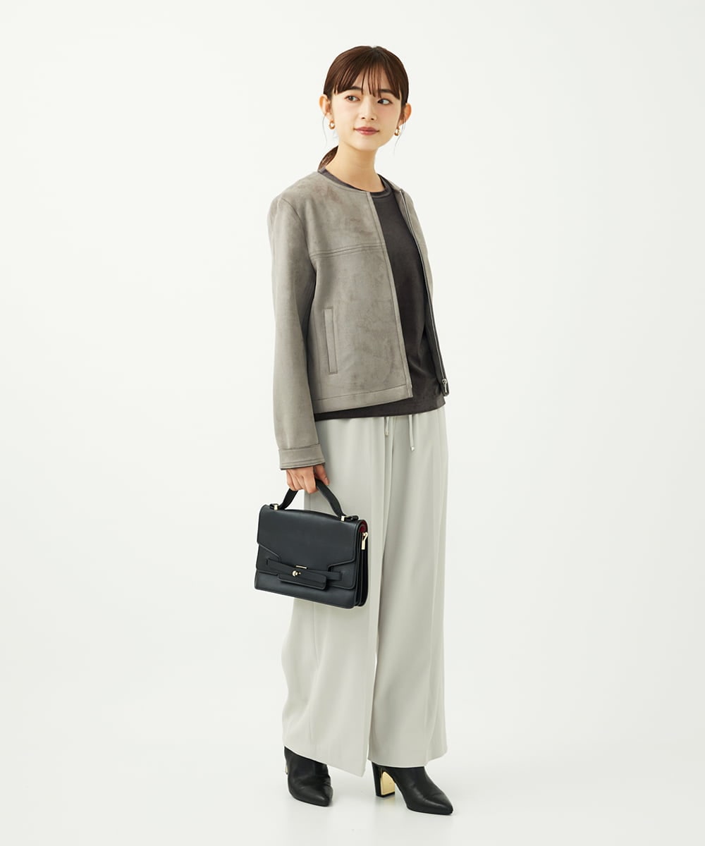 F1KAD33080 MK MICHEL KLEIN(小さいサイズ)(メゾン ドゥ サンク) 【小さいサイズ】シアーベロアTシャツ/洗える ブルー