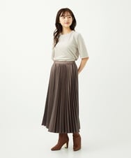 F1KAD33080 MK MICHEL KLEIN(小さいサイズ)(メゾン ドゥ サンク) 【小さいサイズ】シアーベロアTシャツ/洗える ブルー