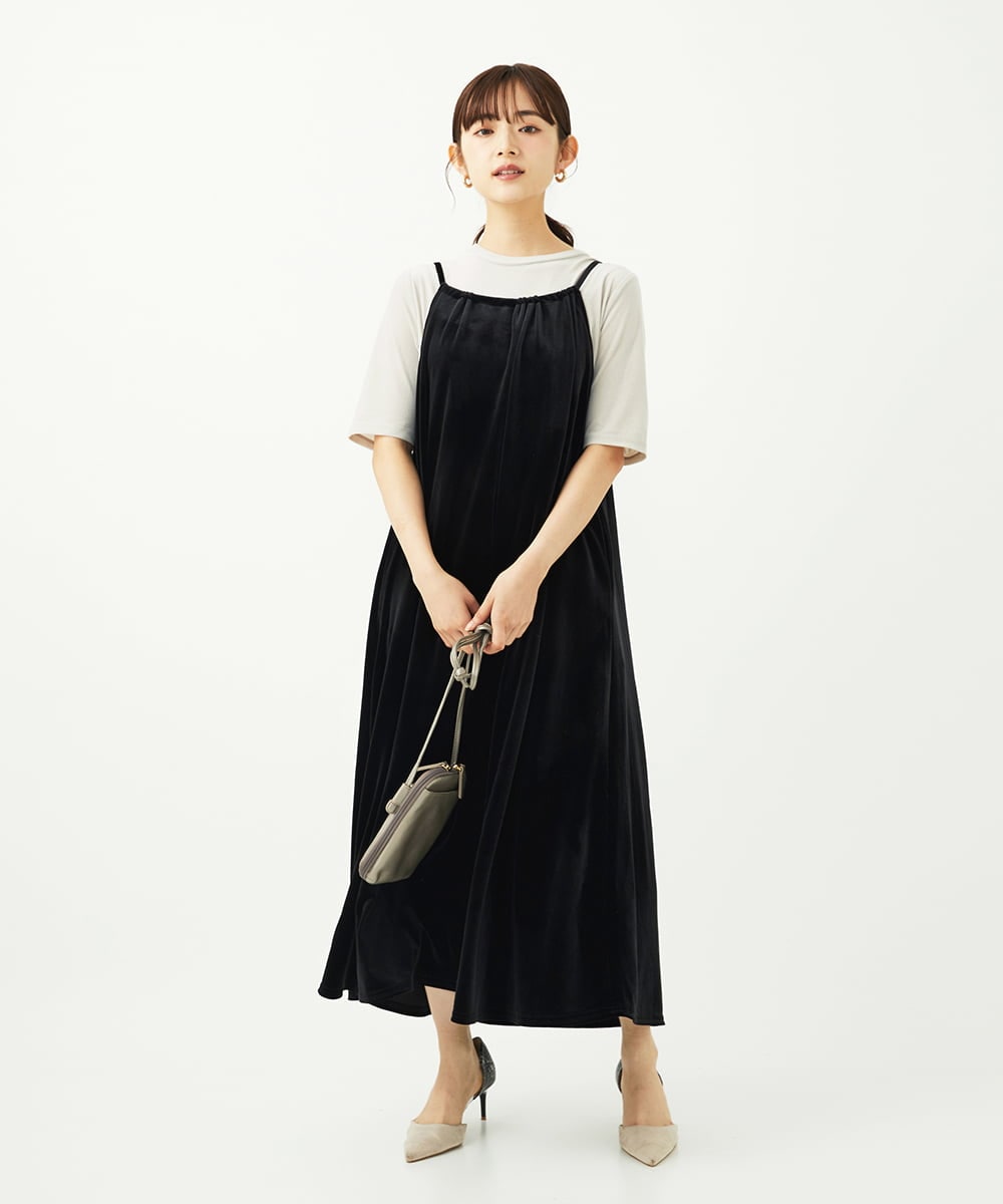 F1KAD33080 MK MICHEL KLEIN(小さいサイズ)(メゾン ドゥ サンク) 【小さいサイズ】シアーベロアTシャツ/洗える ブルー