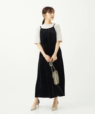 F1KAD33080 MK MICHEL KLEIN(小さいサイズ)(メゾン ドゥ サンク) 【小さいサイズ】シアーベロアTシャツ/洗える ブルー