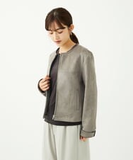 F1KAD33080 MK MICHEL KLEIN(小さいサイズ)(メゾン ドゥ サンク) 【小さいサイズ】シアーベロアTシャツ/洗える ブルー