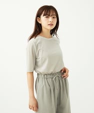 F1KAD33080 MK MICHEL KLEIN(小さいサイズ)(メゾン ドゥ サンク) 【小さいサイズ】シアーベロアTシャツ/洗える ブルー