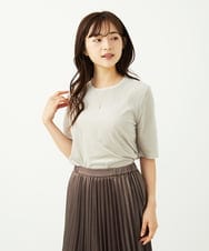 F1KAD33080 MK MICHEL KLEIN(小さいサイズ)(メゾン ドゥ サンク) 【小さいサイズ】シアーベロアTシャツ/洗える ブルー