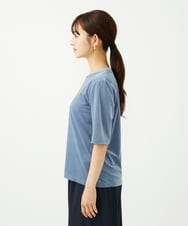 F1KAD33080 MK MICHEL KLEIN(小さいサイズ)(メゾン ドゥ サンク) 【小さいサイズ】シアーベロアTシャツ/洗える ブルー