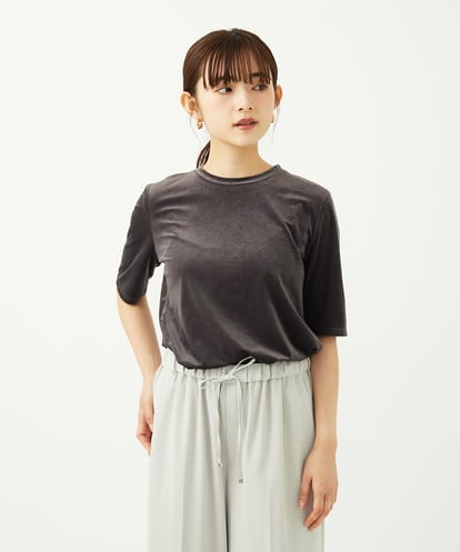 F1KAD33080 MK MICHEL KLEIN(小さいサイズ) 【小さいサイズ】シアーベロアTシャツ/洗える